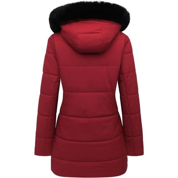 Women's Winter Puffer Coat Jacket Waterproof Red - Picture 2 of 6